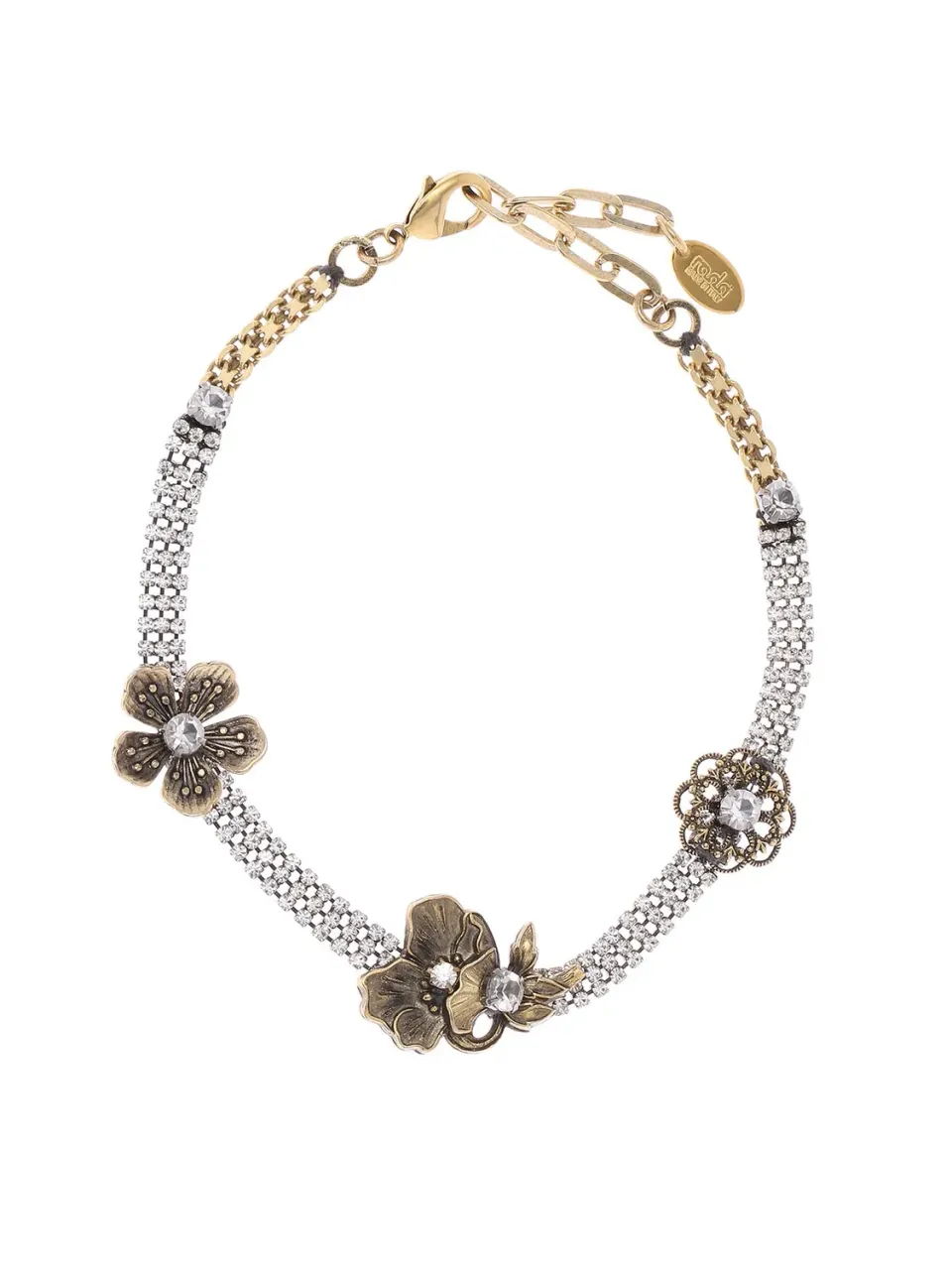 Rada Choker di Strass e Fiori collana oro antico