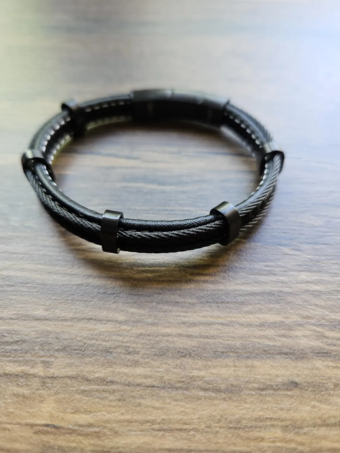 Dada Gioielli bracciale uomo acciaio pelle nero intrecciato