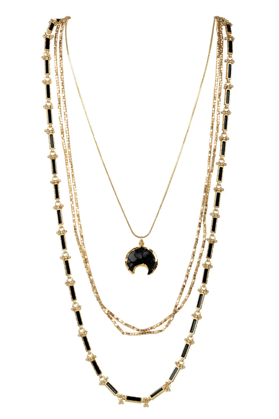 House of Tuhina Baisa Gold Indrani collana verde foglia oro