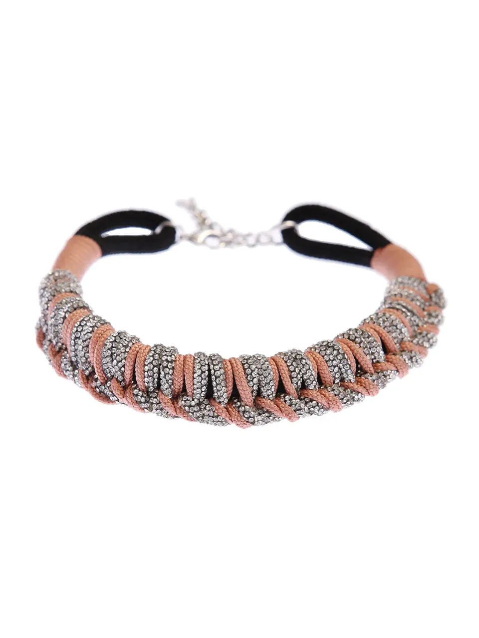 Rada Intreccio choker rosa cordoncino strass