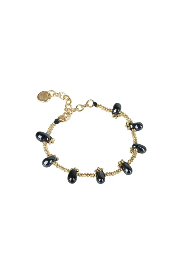 House of Tuhina Ayra bracciale nero smalto oro
