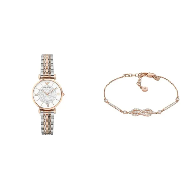 Emporio Armani set donna bicolore oro rosa bracciale regalo