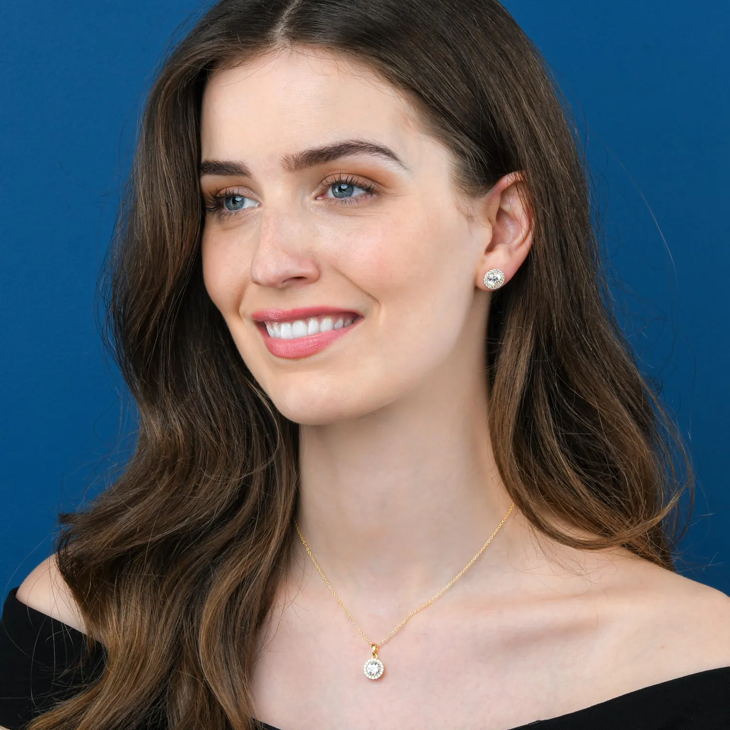 Diamond Treats collana oro halo zirconia argento 925