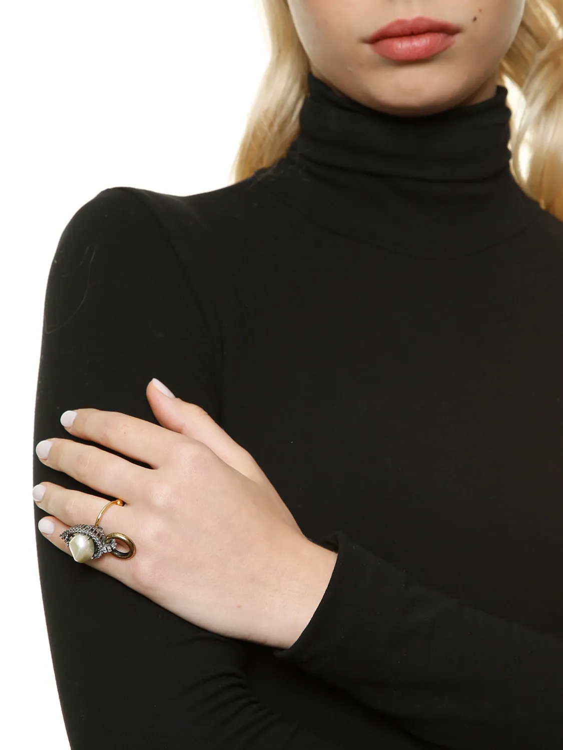 Rada Anello Goccia mix metalli strass perla
