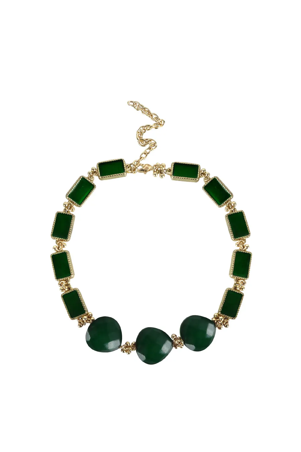 House of Tuhina Trajva Aruvi collana verde bordeaux vetro