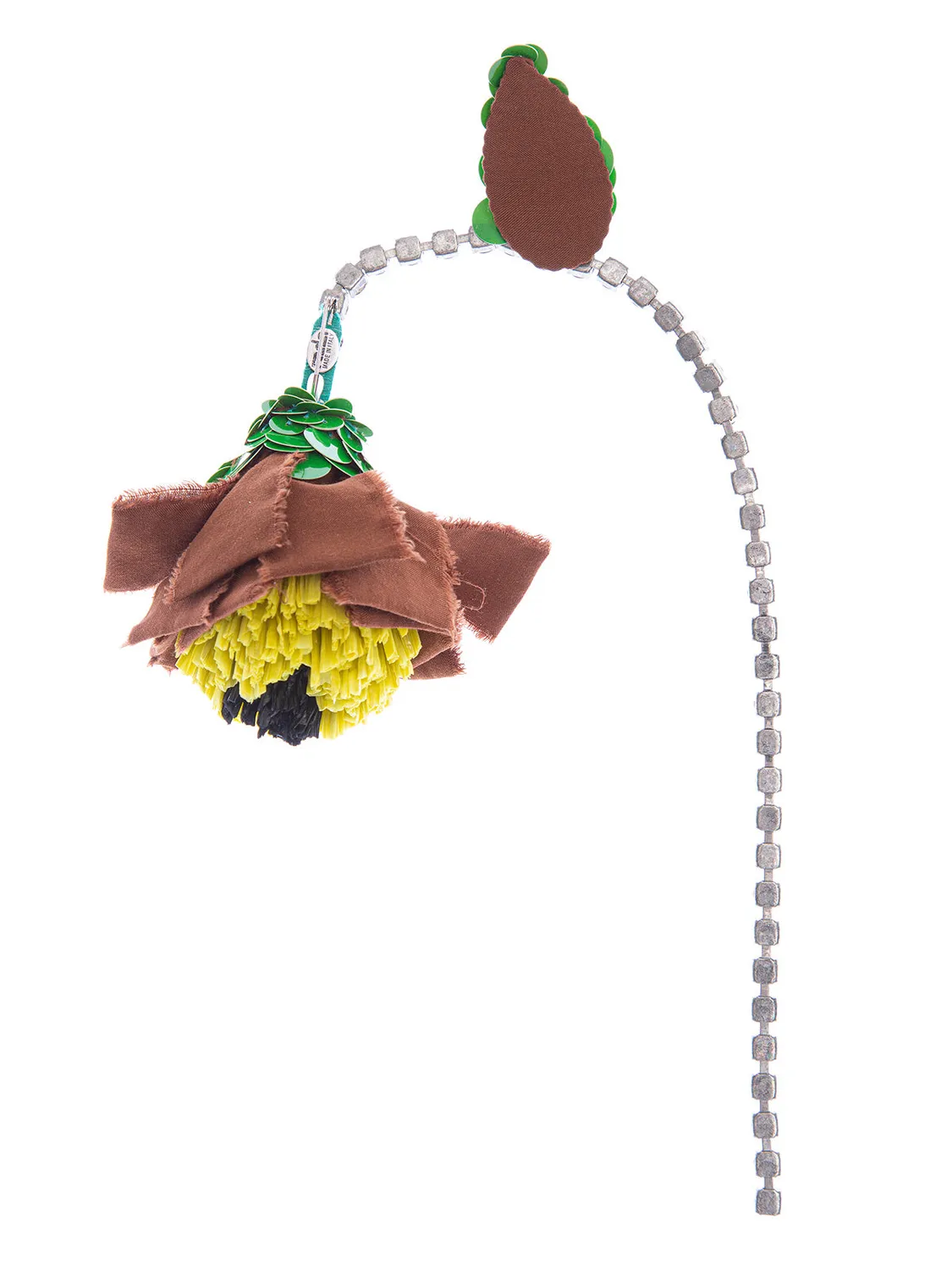 Rada fiore di cotone spilla gialla stelo cristalli
