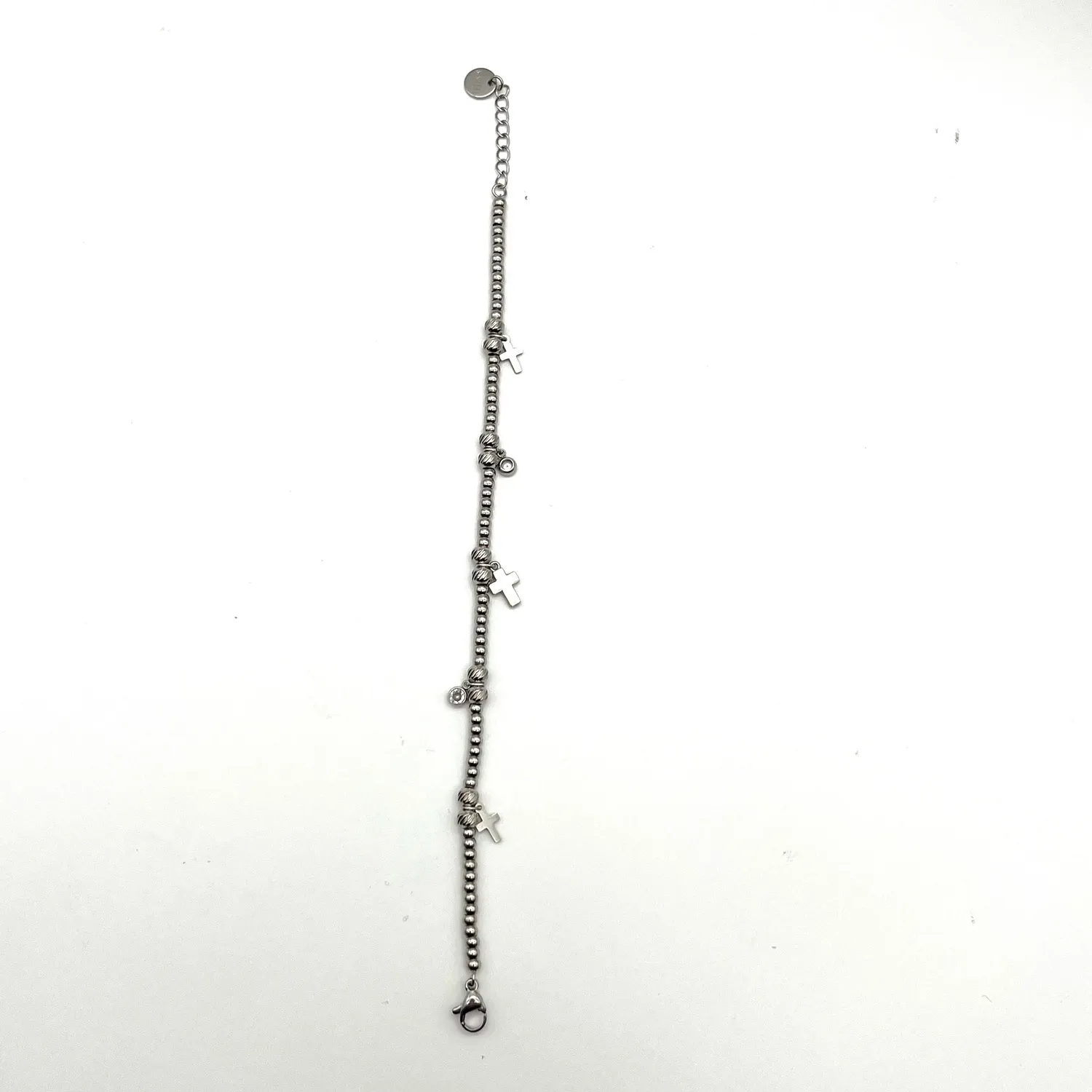 Ornamenta croci zirconi bracciale acciaio regolabile