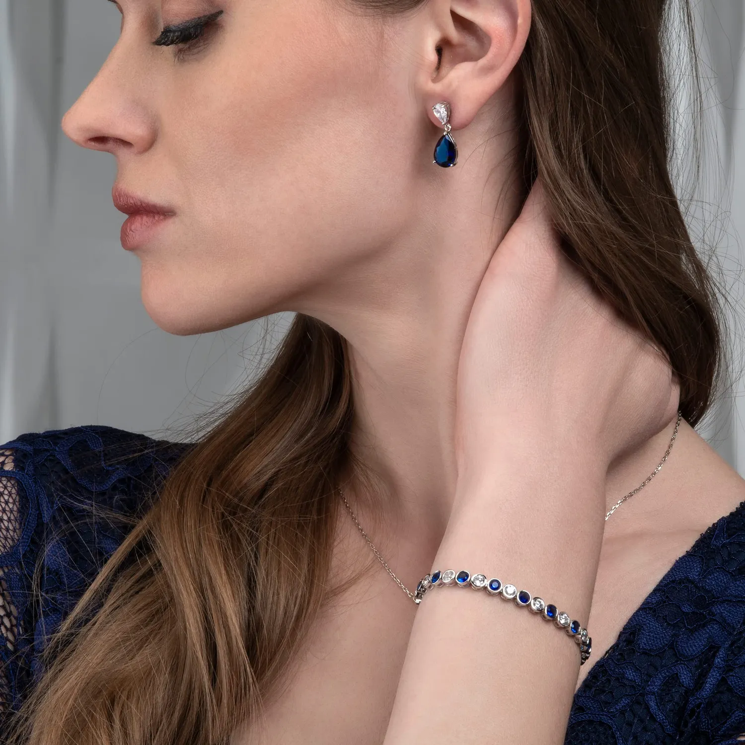 Diamond Treats bracciale tennis argento 925 zirconia blu M/L