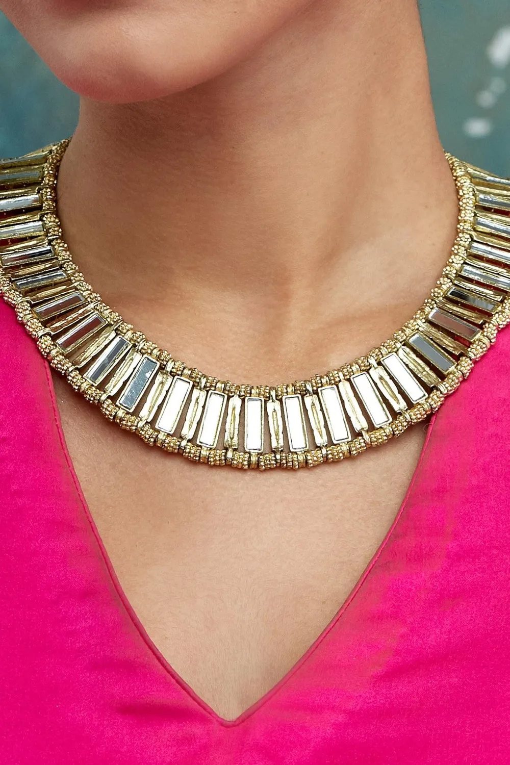 House of Tuhina Mirror Qabeela collana specchi oro