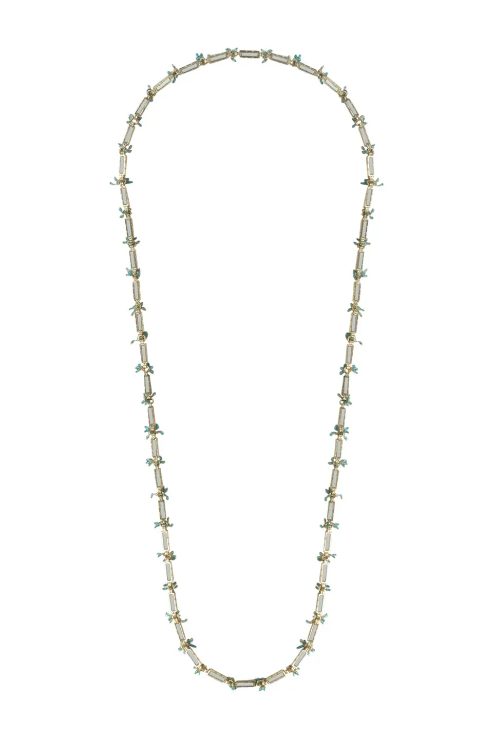House of Tuhina Qabeela Long Collana turchese specchio oro