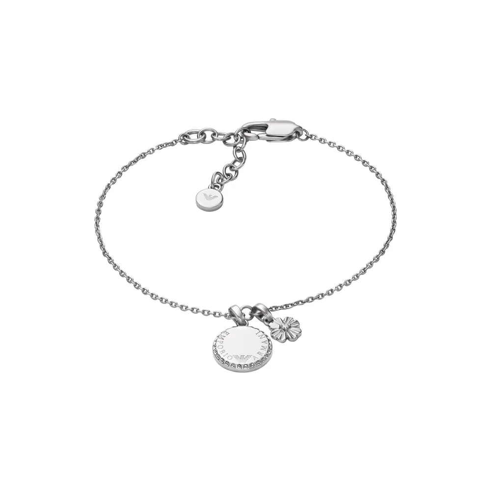 Emporio Armani set collana bracciale ottone argentato donna