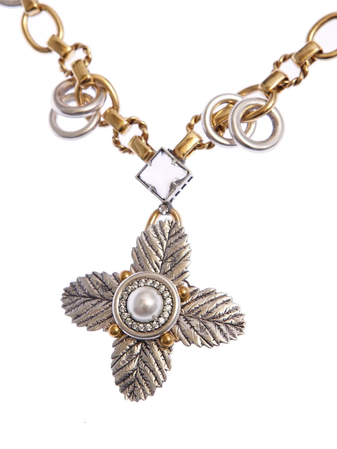 Rada Croce di Foglie collana catena Mix Metalli