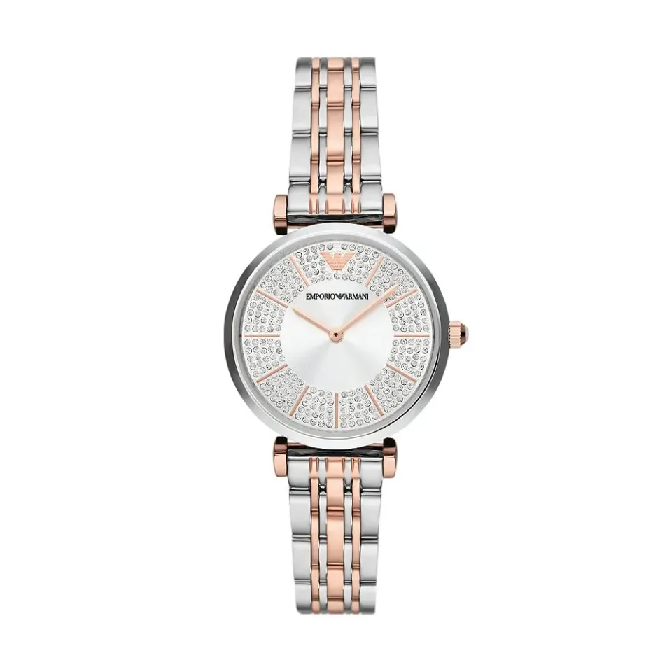 Emporio Armani orologio donna glitter oro rosa e argento