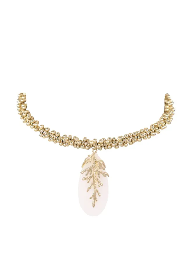 House of Tuhina Leaf Stone choker perline avorio