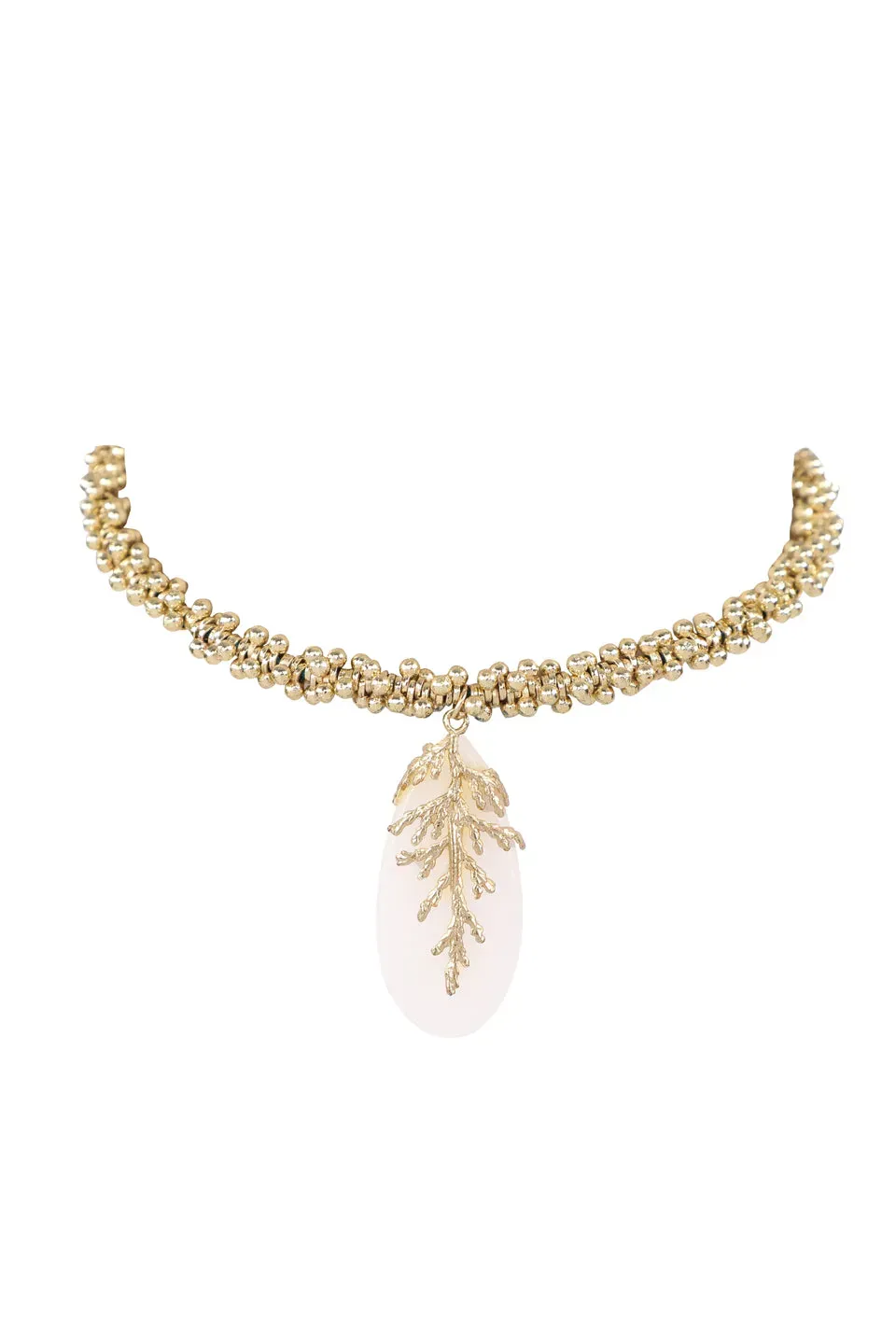 House of Tuhina Leaf Stone choker perline avorio