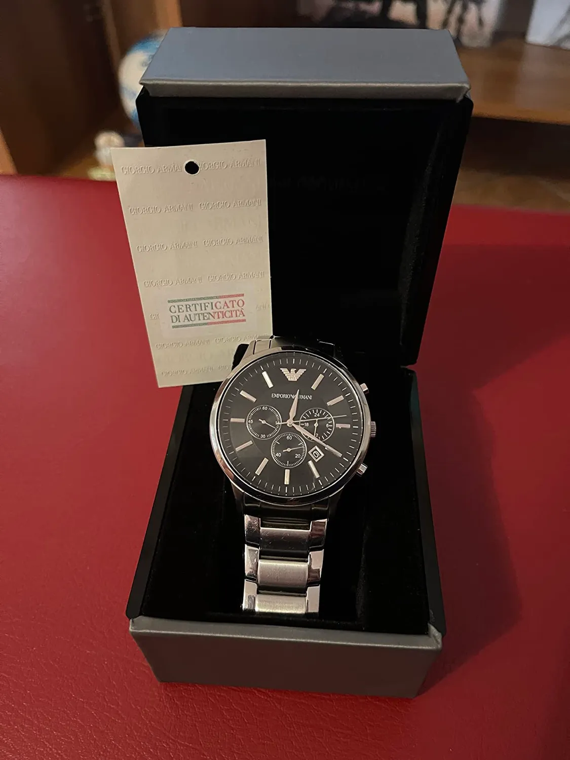 Emporio Armani orologio cronografo uomo argento nero