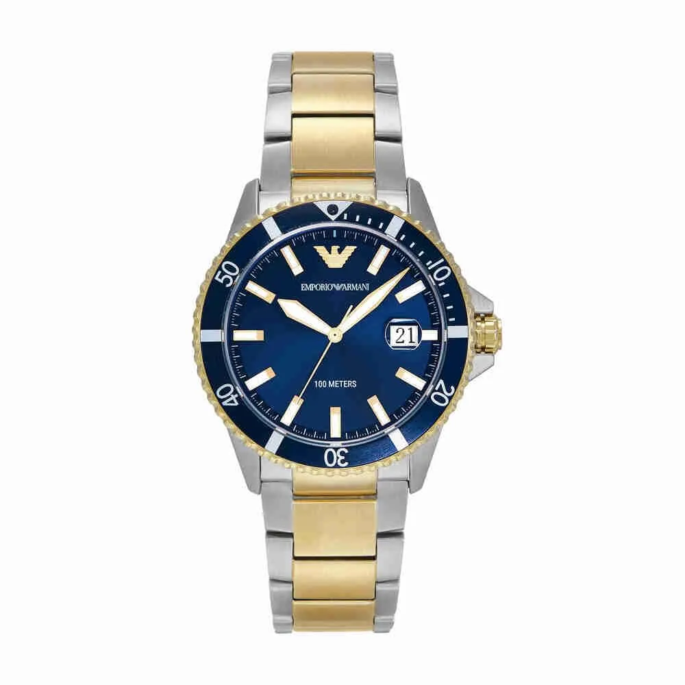 Emporio Armani orologio uomo argento e nero jet