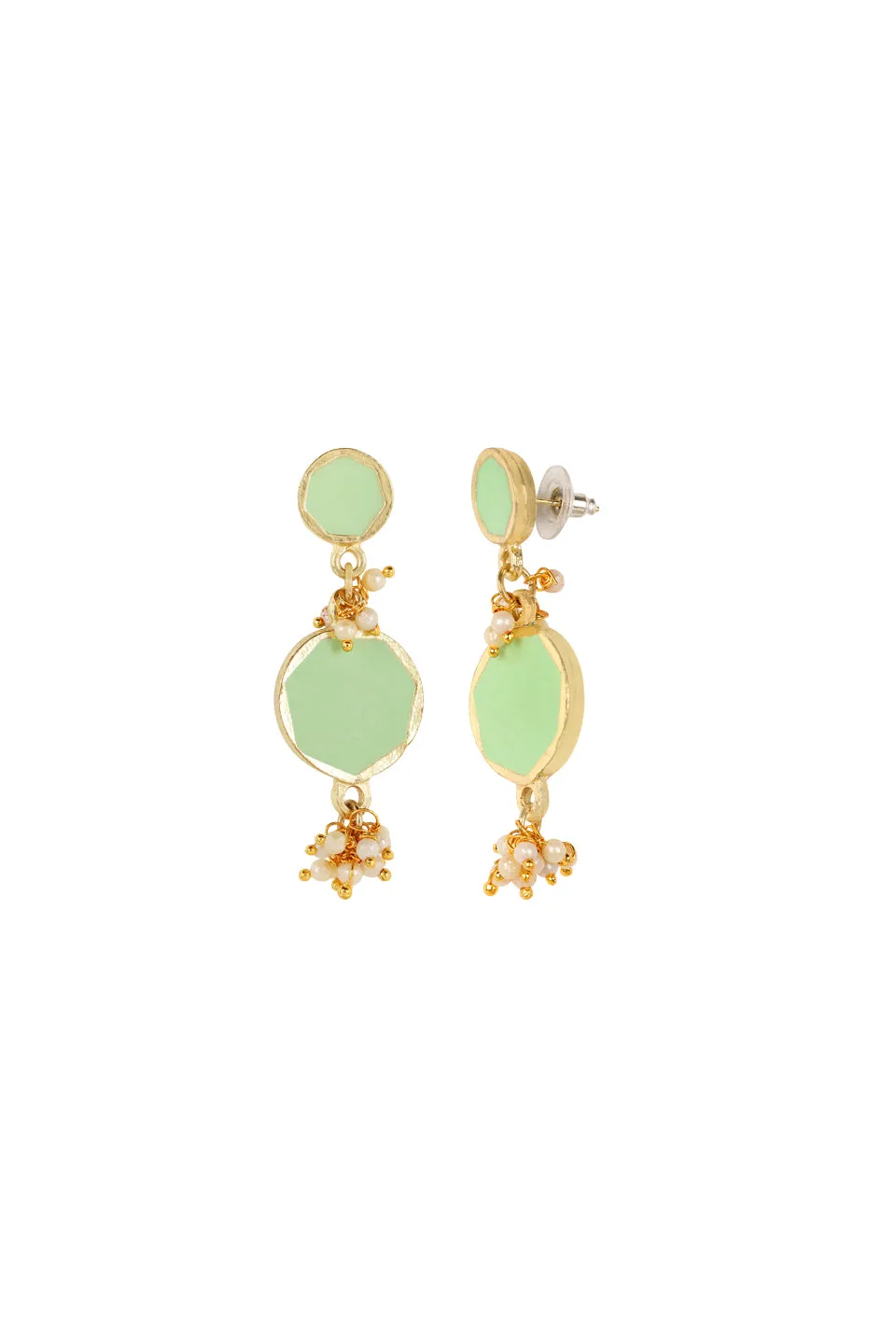 House of Tuhina Enamel Long Pearl orecchini lagoon smalto