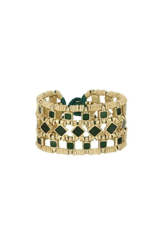 House of Tuhina Falak Mumtaz bracciale smaltato oro