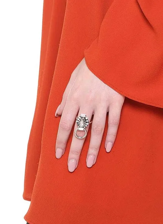 Rada Anello Cristalli con Cerchio silver regolabile