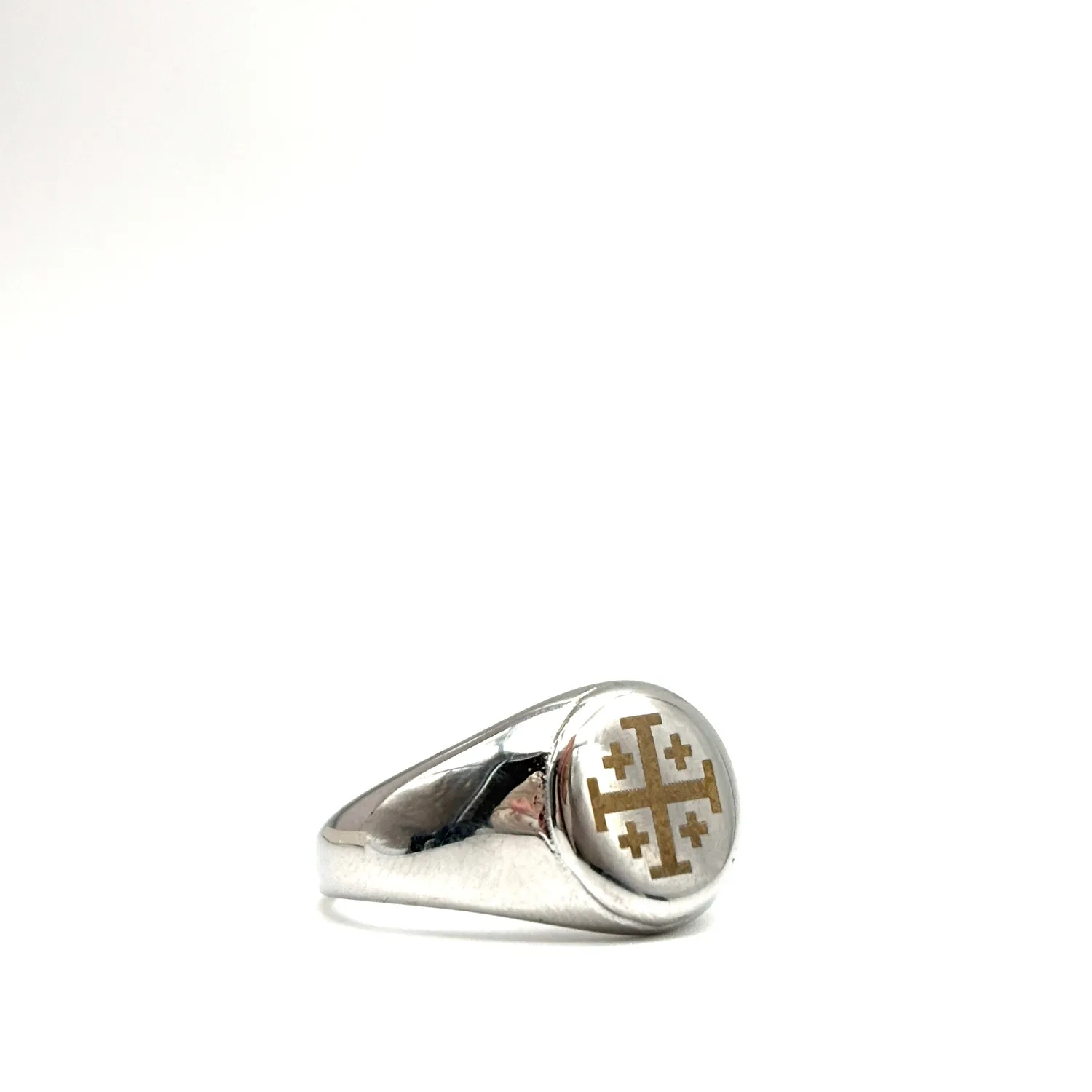 Ornamenta anello chevalier Croce Gerusalemme acciaio