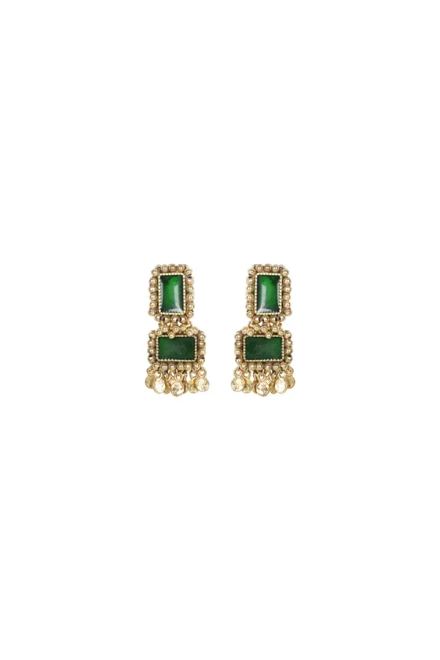 House of Tuhina Lalita orecchini vetro verde marrone
