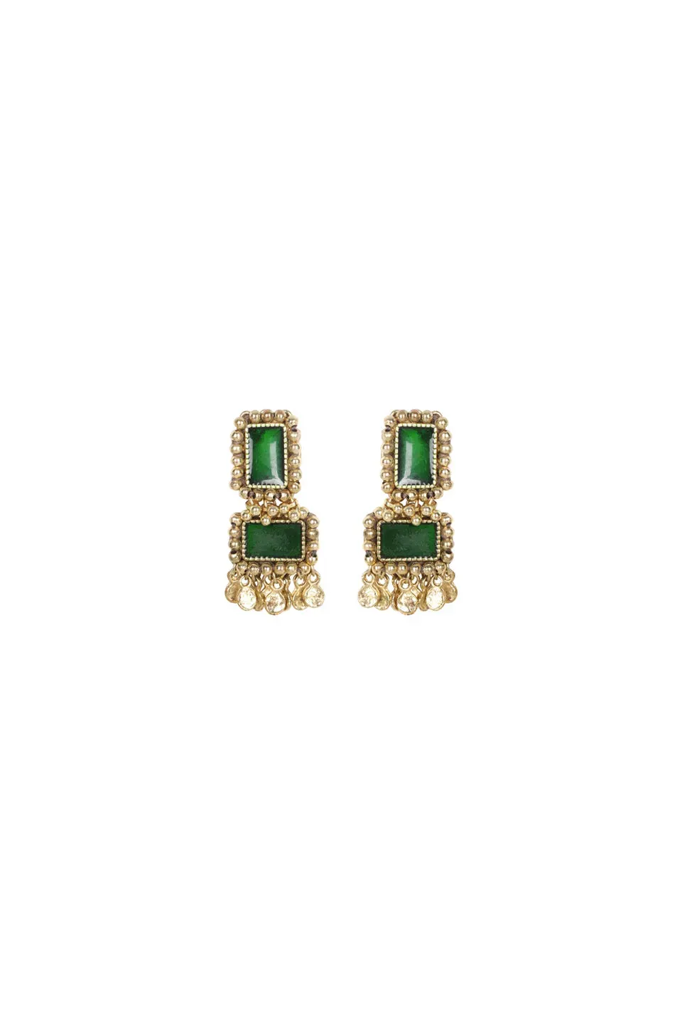 House of Tuhina Lalita orecchini vetro verde marrone