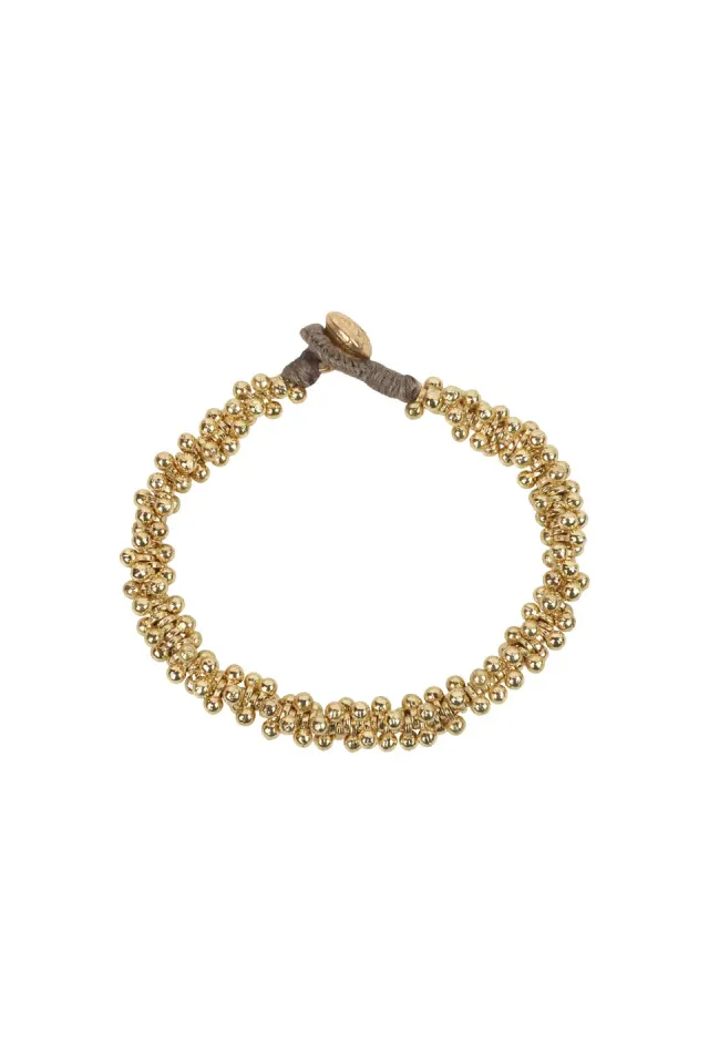 House of Tuhina Moon Gold MG26 Look1 bracciale perline oro fatto a mano