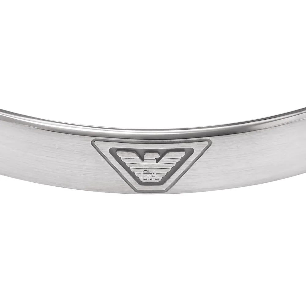 Emporio Armani Bracciale Bangle Aperto Uomo Argento Acciaio