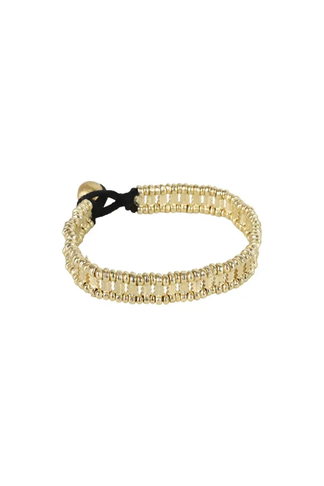 House of Tuhina Marina bracciale Moon Gold tessuto