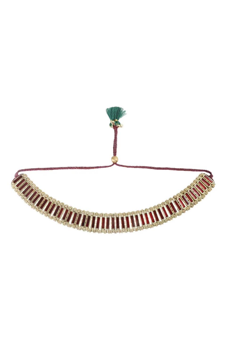 House of Tuhina Lalita Collana Bordeaux Fatto a Mano