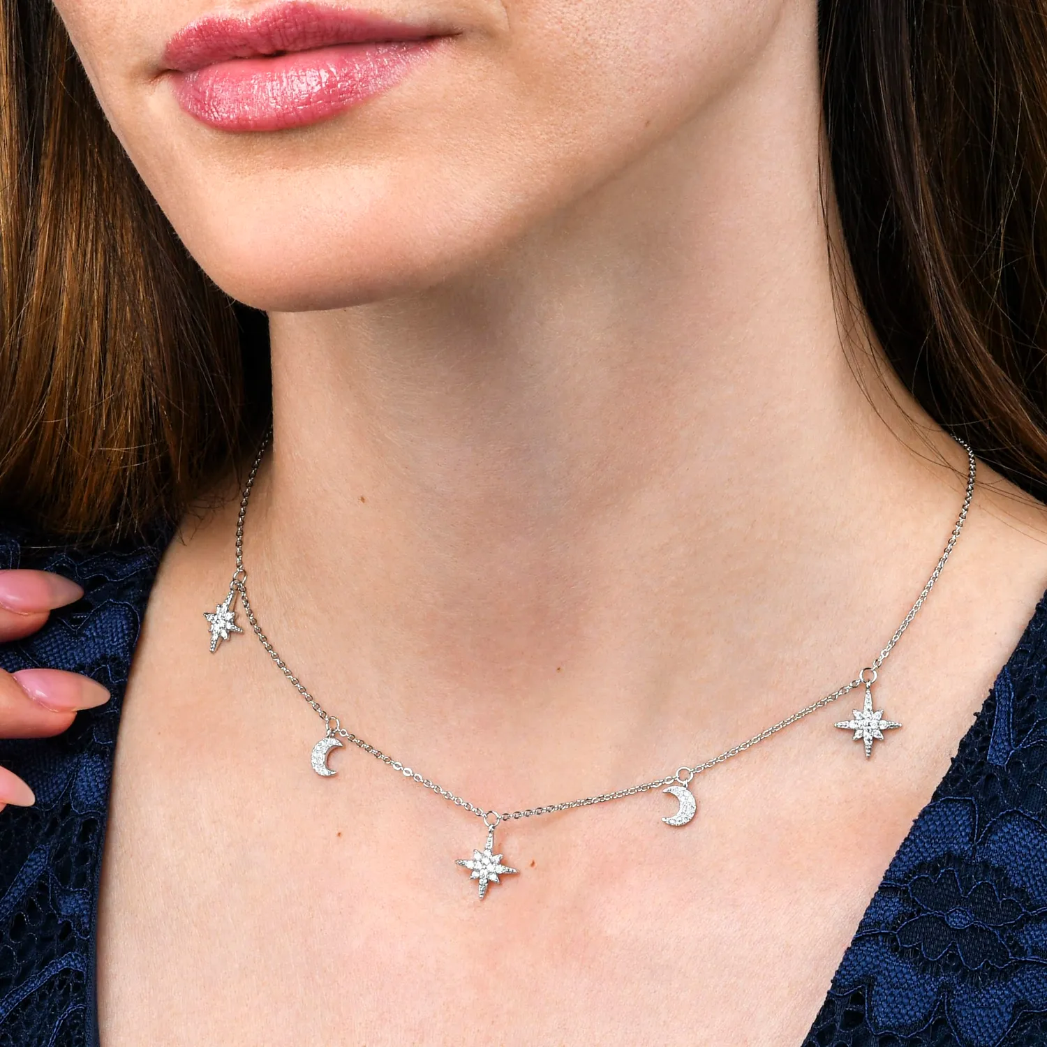 Diamond Treats collana girocollo argento 925 luna stella
