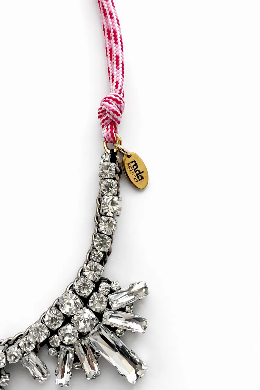 Rada Collana con pietre cristallo cordino decorata