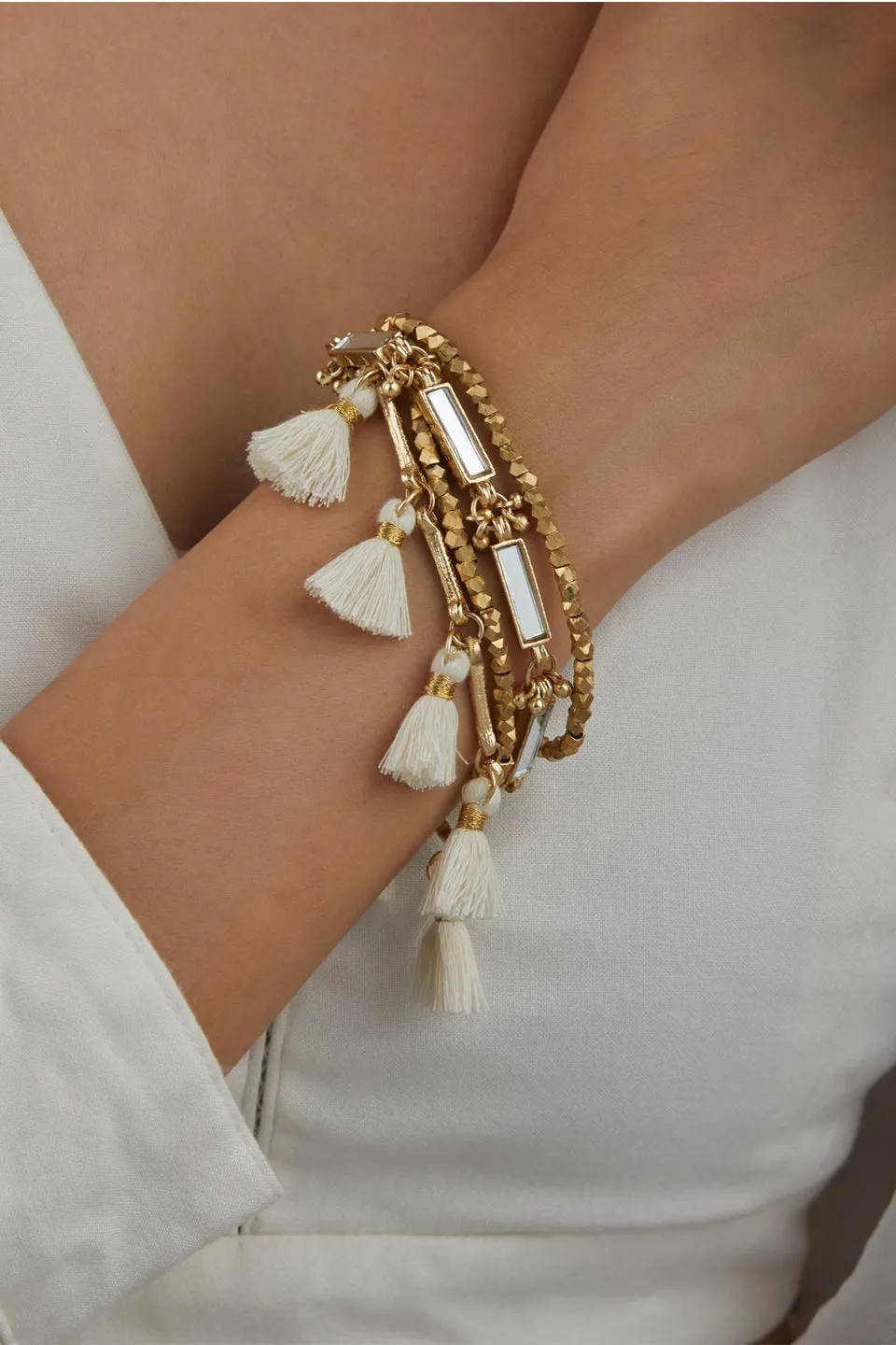 House of Tuhina Mirror Tassel bracciale multistrato specchi