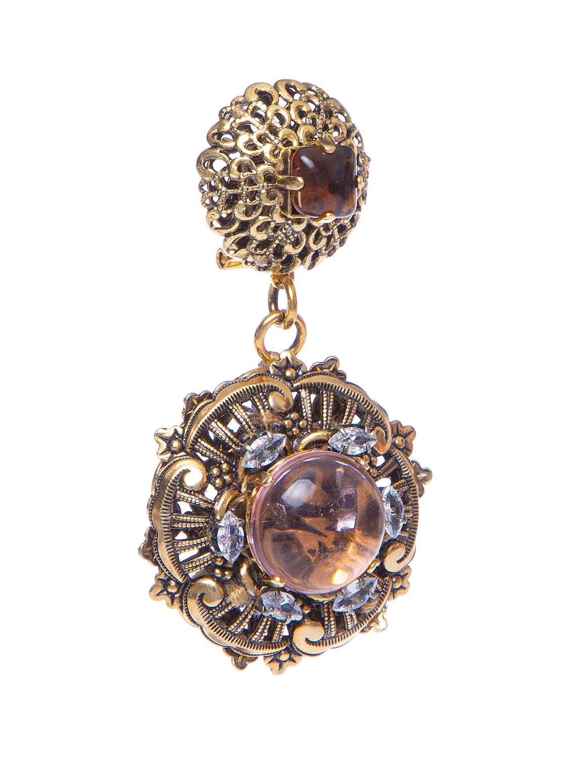 Rada Cabochon orecchini rosa marrone cristalli