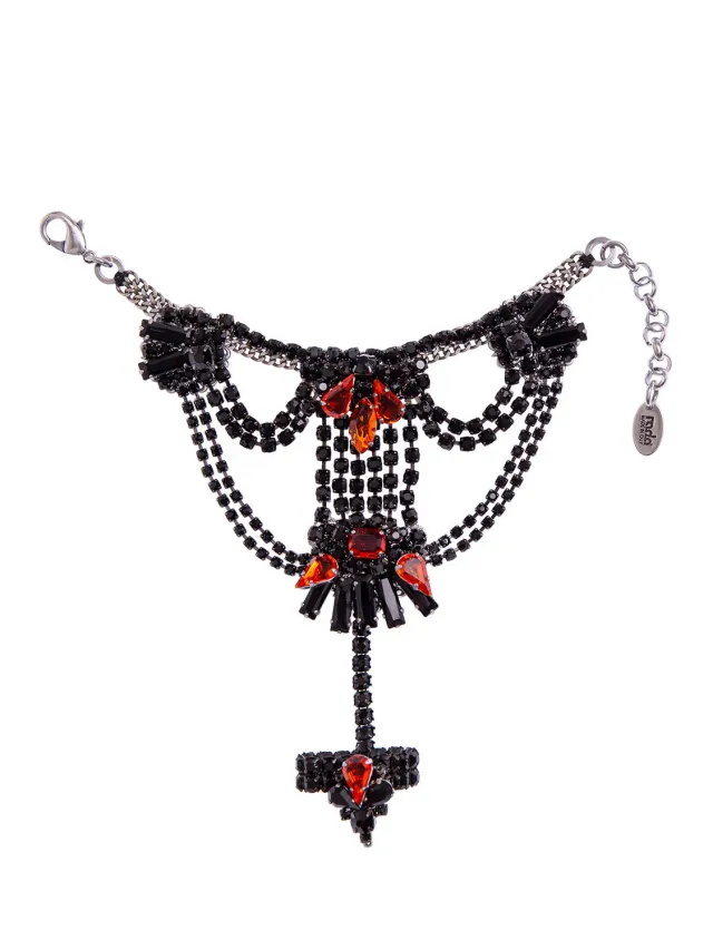 Rada Bracciale di Strass con Anello Arancio cascata