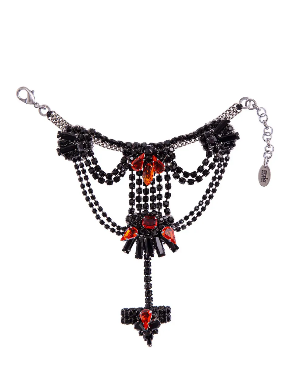 Rada Bracciale di Strass con Anello Arancio cascata