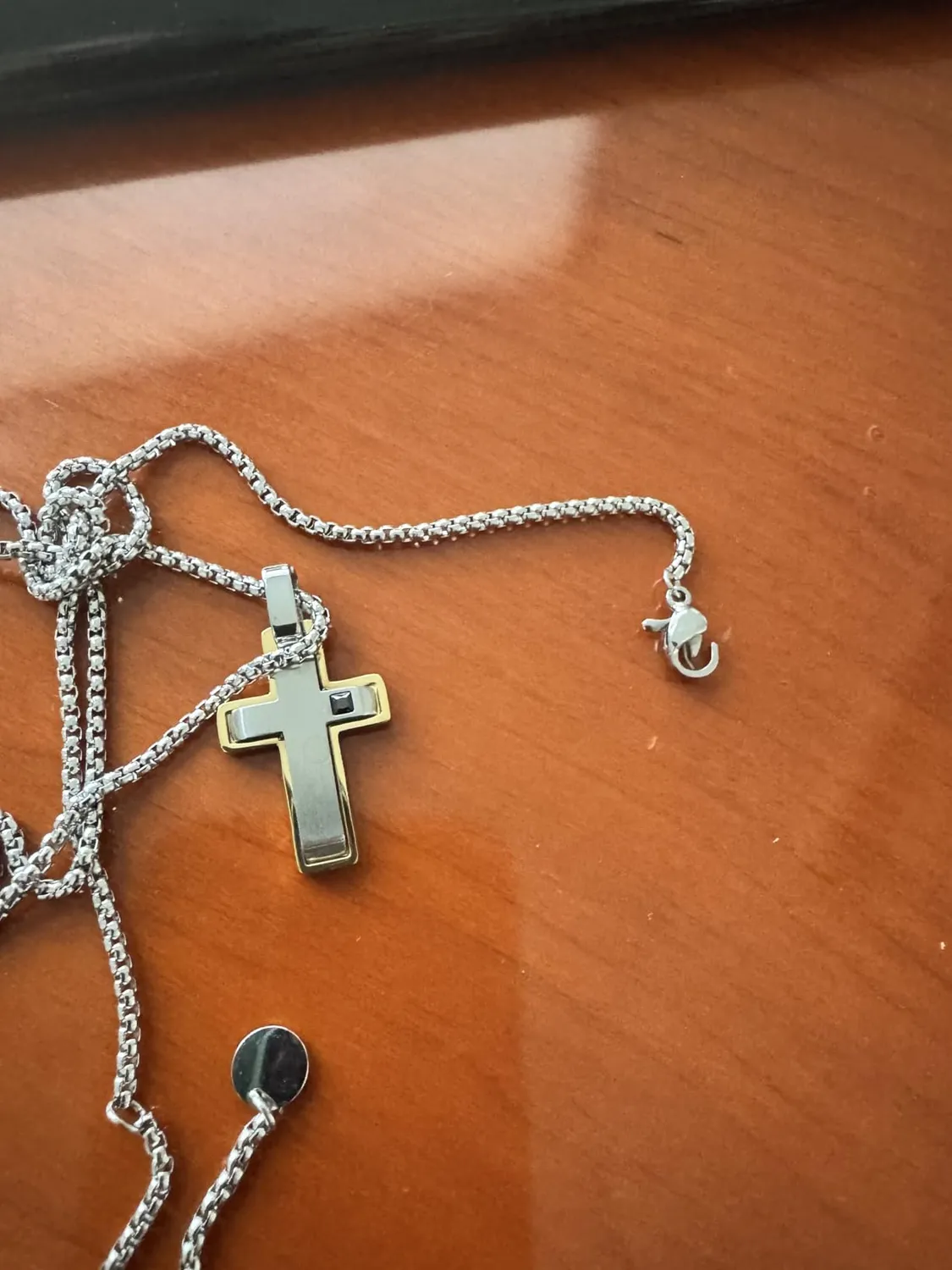 Dada Gioielli Croce Zircone Brillante Collana Nero in Acciaio