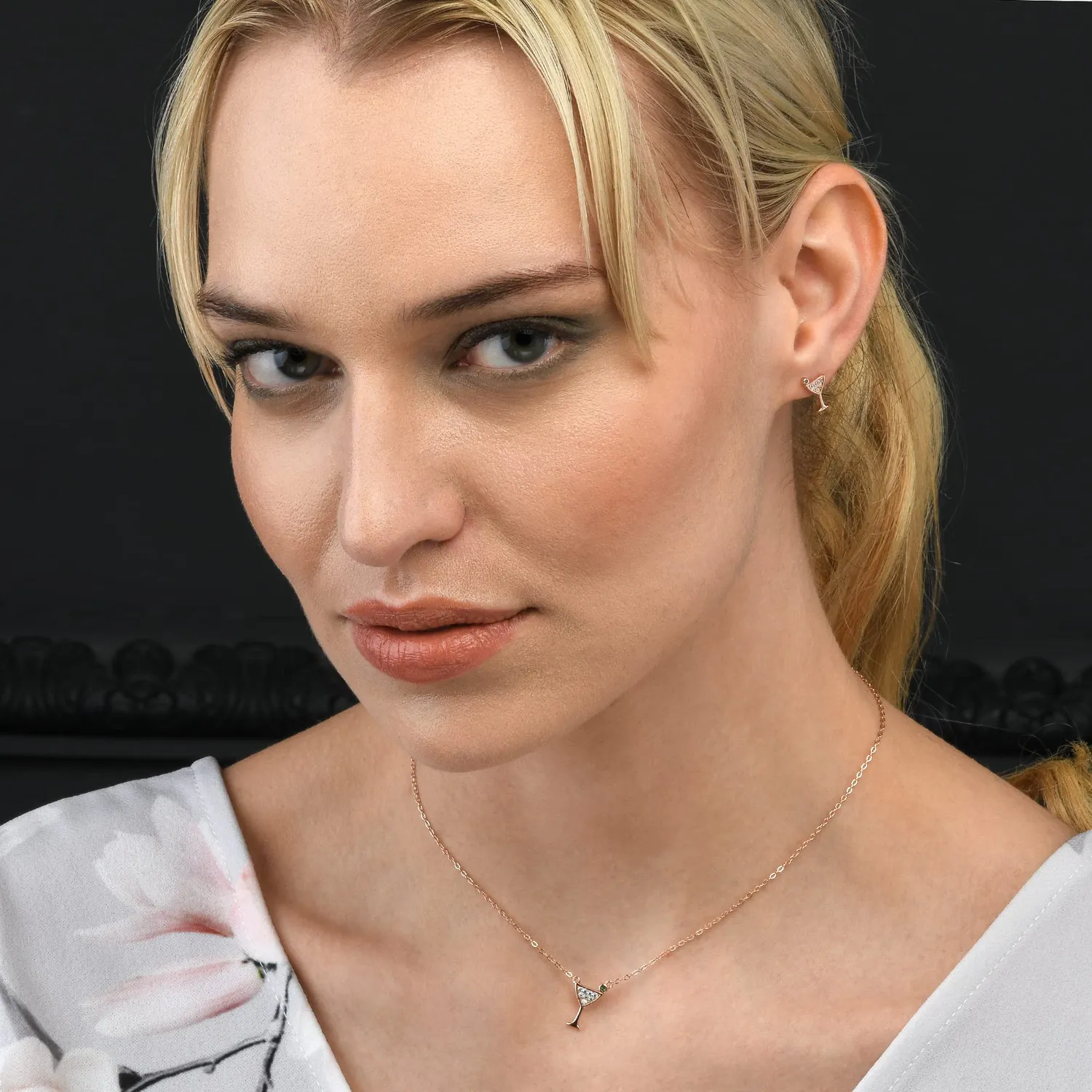 Diamond Treats Collana Cocktail Martini Oro Rosa Argento 925 Donna