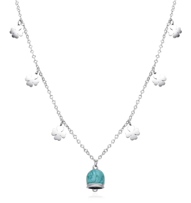 Dada Gioielli Capri Campanella Collana Turchese Quadrifoglio Acciaio
