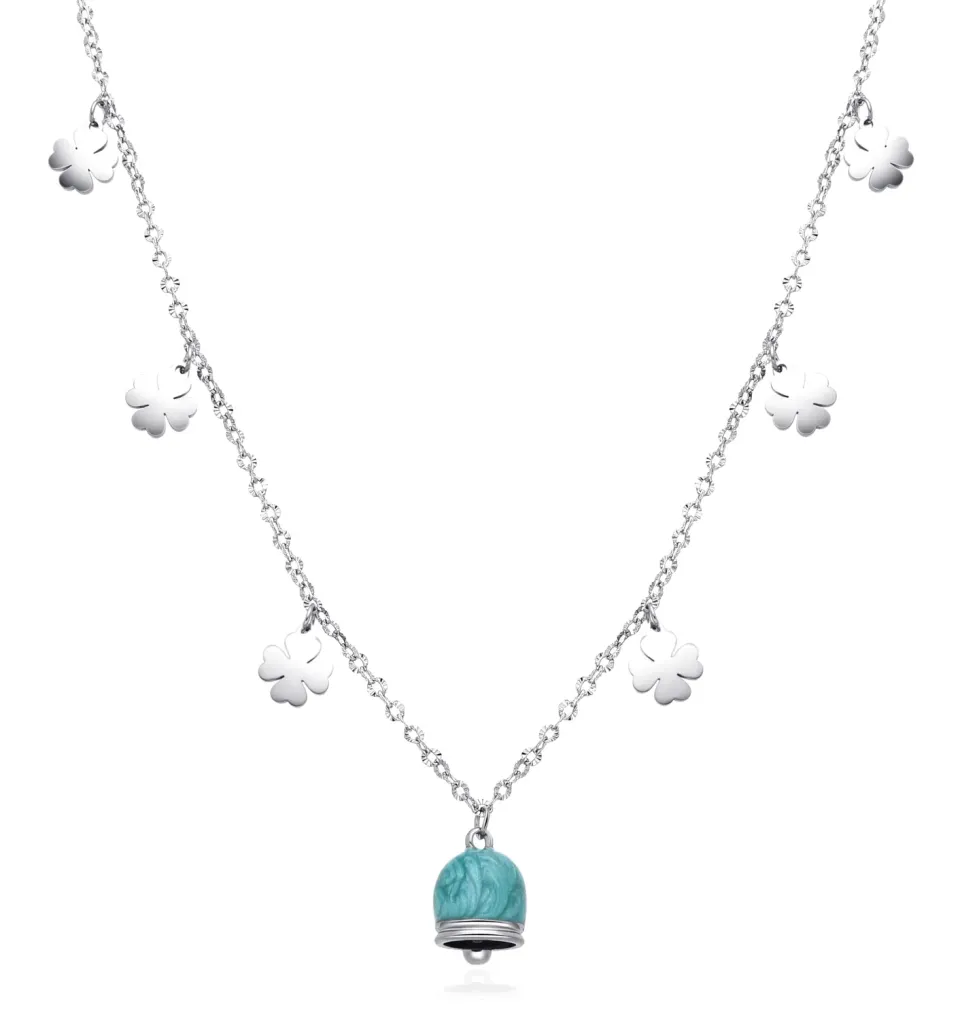 Dada Gioielli Capri Campanella Collana Turchese Quadrifoglio Acciaio