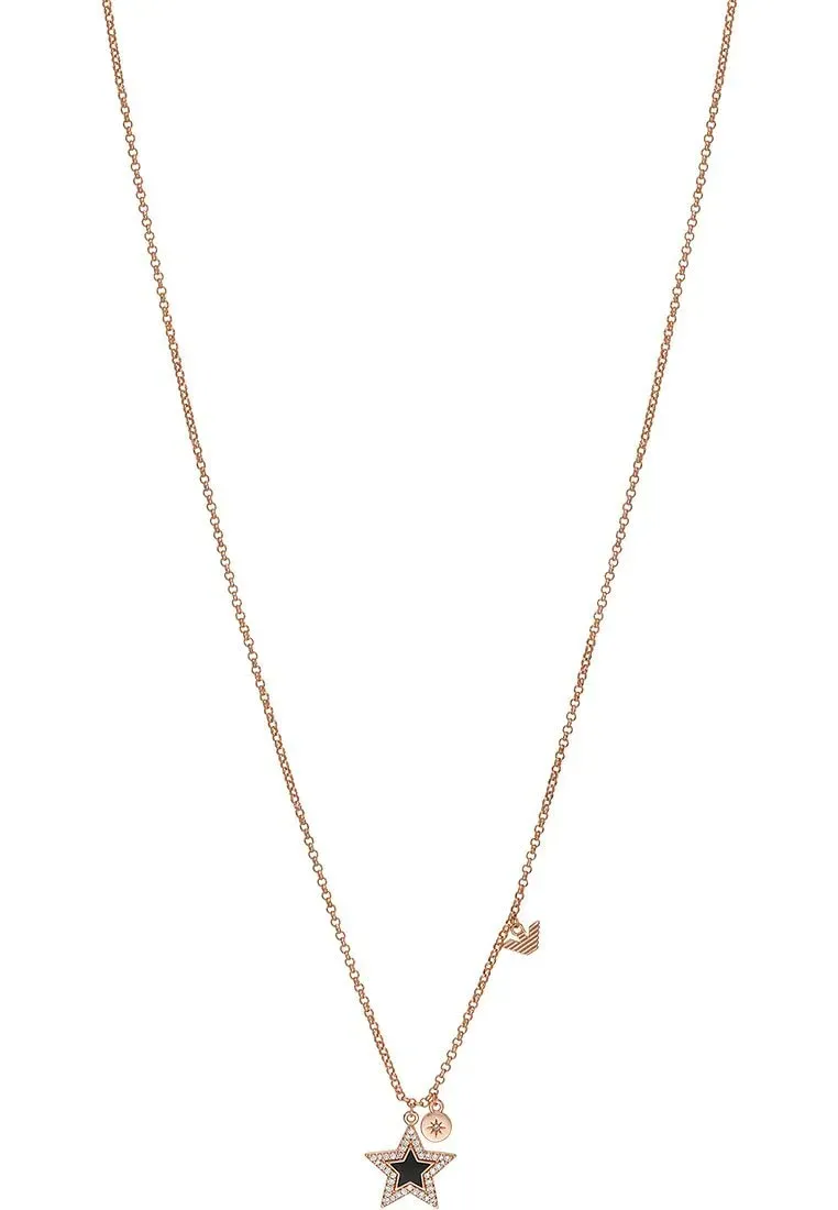 Emporio Armani Collana Donna Oro Nero Lucido Ottone