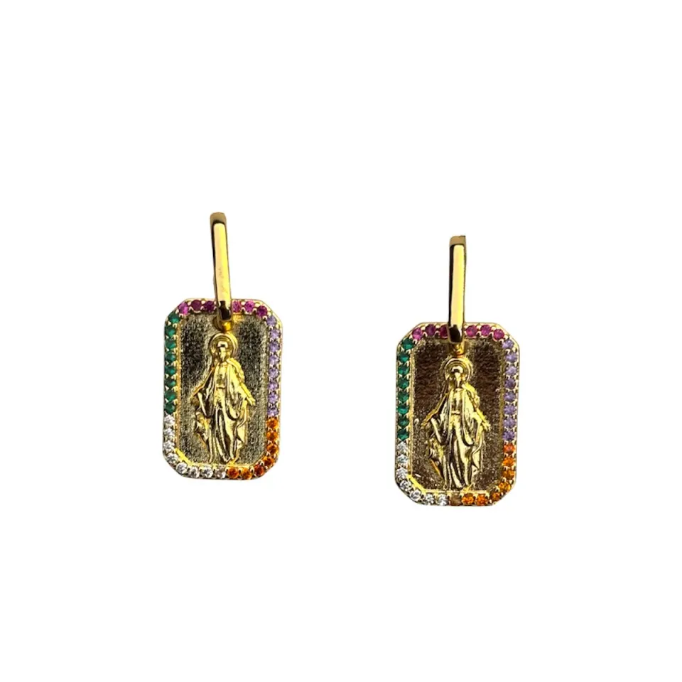 Ornamenta Madonna Miracolosa orecchini acciaio dorato cristalli