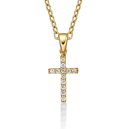 Diamond Treats collana croce oro giallo 9kt 50,8 cm zirconia