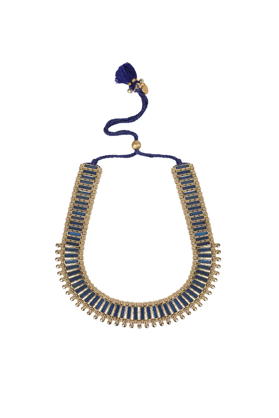 House of Tuhina Qabeela Collana smalto blu oro