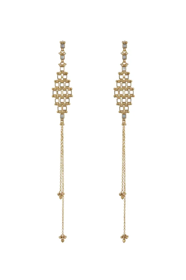 House of Tuhina Falak orecchini lunghi oro specchio