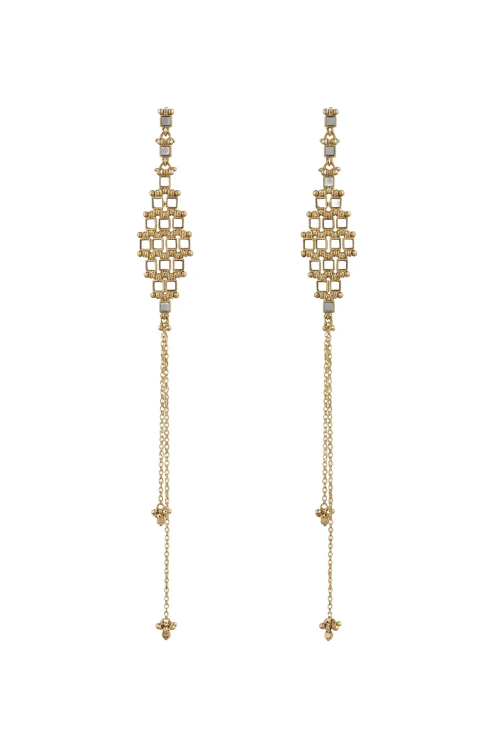 House of Tuhina Falak orecchini lunghi oro specchio