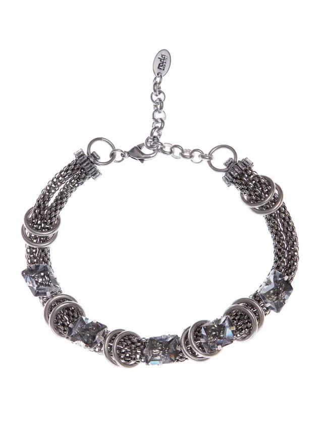 Rada Choker Doppio collana argento antico con cristalli