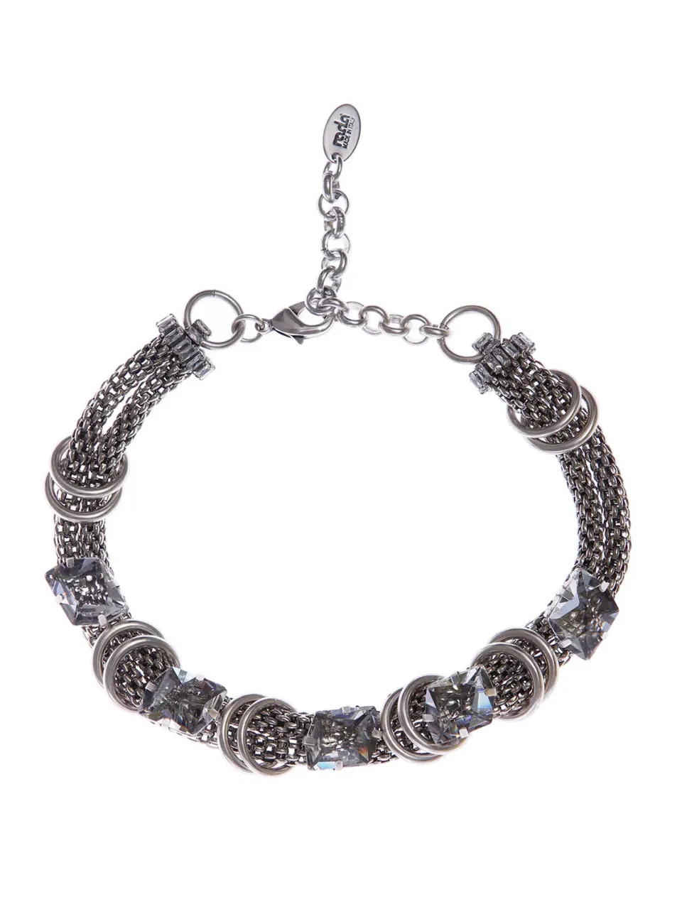 Rada Choker Doppio collana argento antico con cristalli