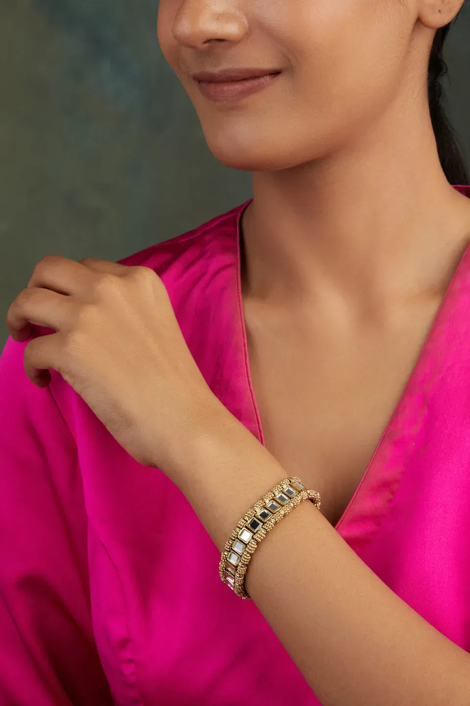 House of Tuhina Mirror Temple Falak bracciale oro specchio